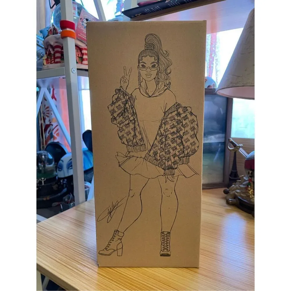 Barbie BMR1959 Doll Streetwear Neon Dress & Denim Jacket Neon Beret Hoop Earring